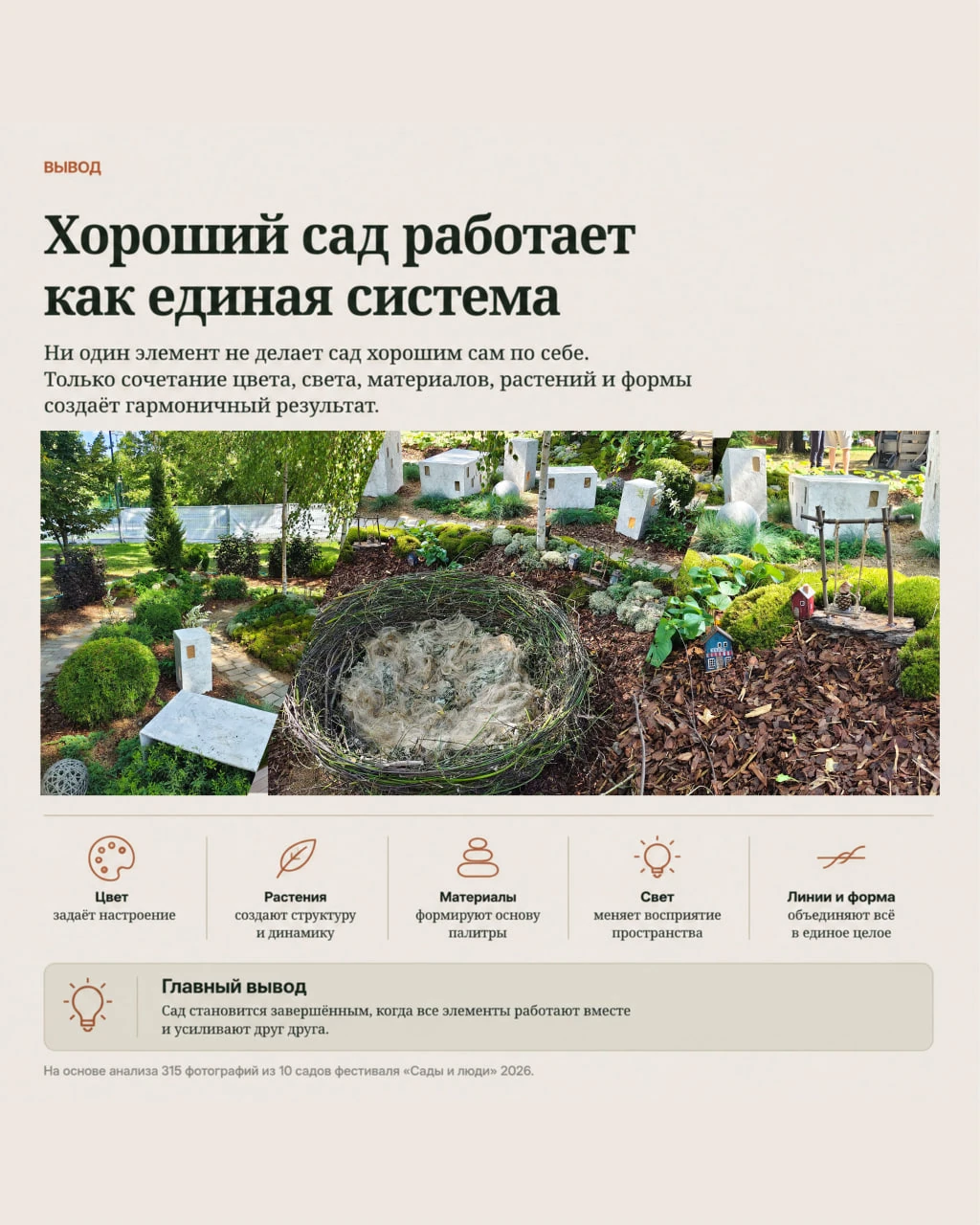 Вывод: хороший сад работает как единая система