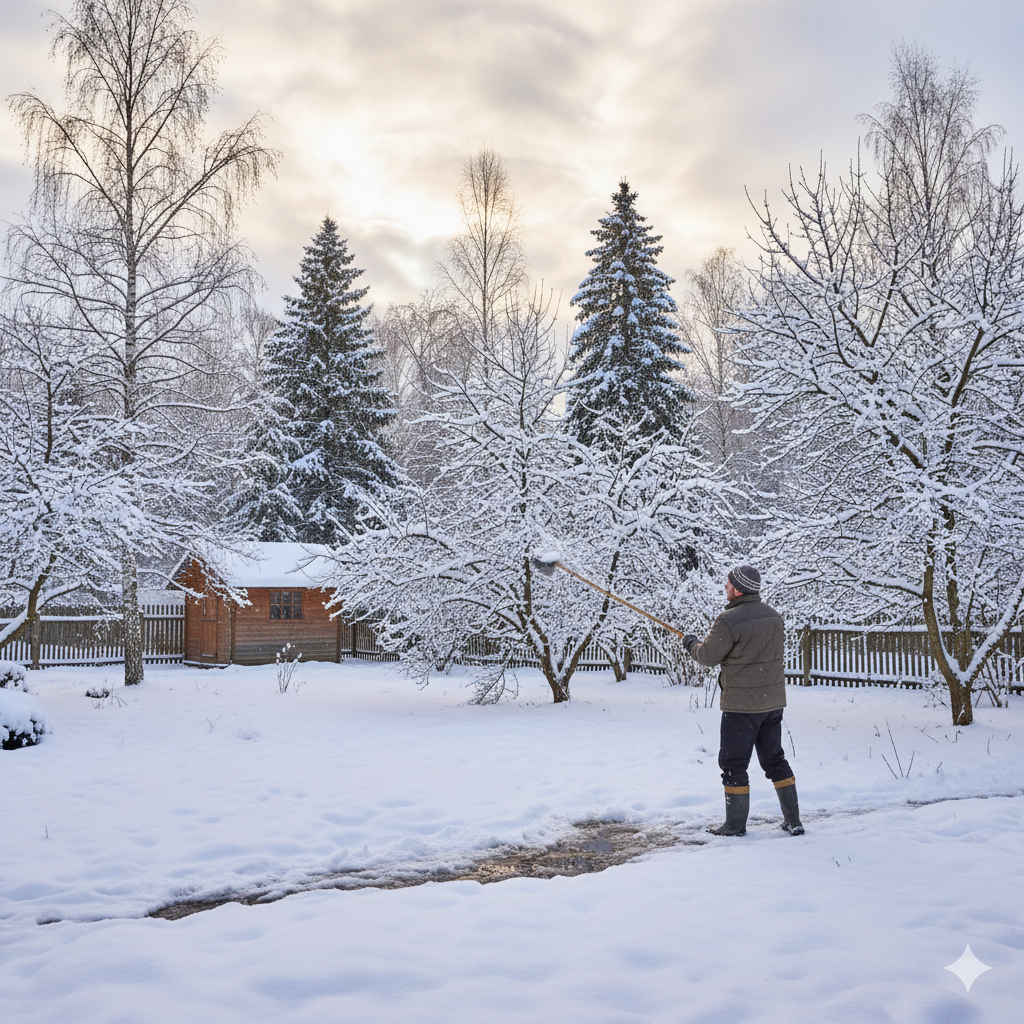 Подготовка деревьев к оттепели - зимний уход за садом